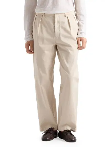 Prada Men's Wide-Leg Cotton Pants - Beige Khaki | Thumbnail 2 Prada Men's Wide-Leg Cotton Pants - Beige Khaki | Thumbnail 2