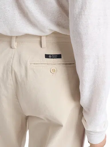 Prada Men's Wide-Leg Cotton Pants - Beige Khaki | Thumbnail 6 Prada Men's Wide-Leg Cotton Pants - Beige Khaki | Thumbnail 6
