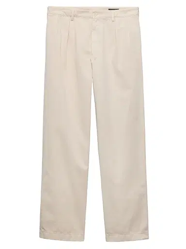 Prada Men's Wide-Leg Cotton Pants - Beige Khaki | Thumbnail 1 Prada Men's Wide-Leg Cotton Pants - Beige Khaki | Thumbnail 1