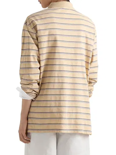 Prada Men's Striped Cotton Piqué Polo Shirt - Beige Khaki | Thumbnail 4 Prada Men's Striped Cotton Piqué Polo Shirt - Beige Khaki | Thumbnail 4