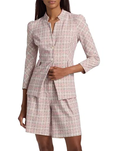 Chiara Boni La Petite Robe Women's Hisako Tweed-Print Stretch-Jersey Blazer | Thumbnail 3 Chiara Boni La Petite Robe Women's Hisako Tweed-Print Stretch-Jersey Blazer | Thumbnail 3