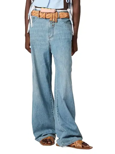 Miu Miu Women's Chambray Pants - Blue | Thumbnail 2 Miu Miu Women's Chambray Pants - Blue | Thumbnail 2