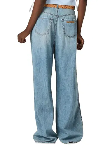 Miu Miu Women's Chambray Pants - Blue | Thumbnail 4 Miu Miu Women's Chambray Pants - Blue | Thumbnail 4