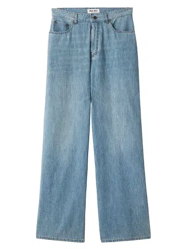 Miu Miu Women's Chambray Pants - Blue | Thumbnail 1 Miu Miu Women's Chambray Pants - Blue | Thumbnail 1