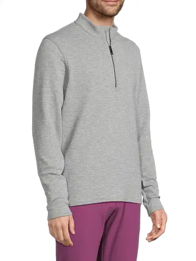 Greyson Men's Troy Quarter-Zip Pullover - Smoke Heather | Thumbnail 4 Greyson Men's Troy Quarter-Zip Pullover - Smoke Heather | Thumbnail 4