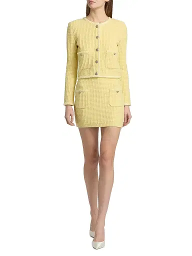 Milly Women's Sade Textured Knit Cardigan - Yellow | Thumbnail 2 Milly Women's Sade Textured Knit Cardigan - Yellow | Thumbnail 2