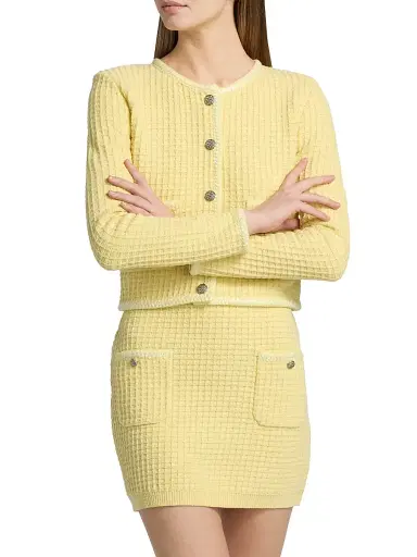 Milly Women's Sade Textured Knit Cardigan - Yellow | Thumbnail 3 Milly Women's Sade Textured Knit Cardigan - Yellow | Thumbnail 3