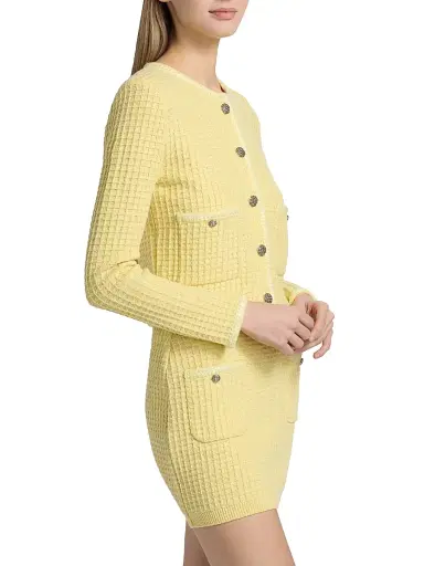 Milly Women's Sade Textured Knit Cardigan - Yellow | Thumbnail 4 Milly Women's Sade Textured Knit Cardigan - Yellow | Thumbnail 4