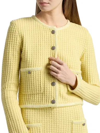 Milly Women's Sade Textured Knit Cardigan - Yellow | Thumbnail 6 Milly Women's Sade Textured Knit Cardigan - Yellow | Thumbnail 6