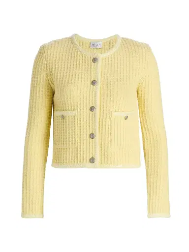 Milly Women's Sade Textured Knit Cardigan - Yellow | Thumbnail 1 Milly Women's Sade Textured Knit Cardigan - Yellow | Thumbnail 1