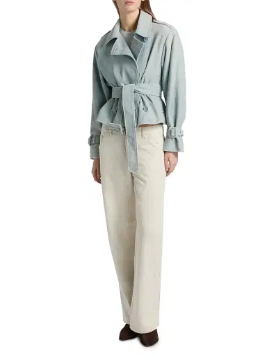 LAMARQUE Women's Dhana Denim Crop Trench Coat - Distressed Blue - Size Medium | Thumbnail 2 LAMARQUE Women's Dhana Denim Crop Trench Coat - Distressed Blue - Size Medium | Thumbnail 2