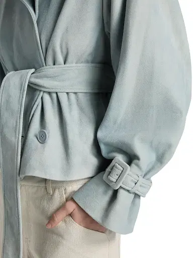 LAMARQUE Women's Dhana Denim Crop Trench Coat - Distressed Blue - Size Medium | Thumbnail 6 LAMARQUE Women's Dhana Denim Crop Trench Coat - Distressed Blue - Size Medium | Thumbnail 6