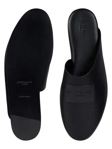 Givenchy Women's Label Flat Mules in Nappa Leather - Black | Thumbnail 4 Givenchy Women's Label Flat Mules in Nappa Leather - Black | Thumbnail 4