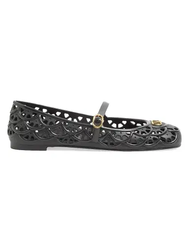 Valentino Garavani Women's Ondette Rubber 5MM Ballerinas with Scallop Pattern | Thumbnail 1 Valentino Garavani Women's Ondette Rubber 5MM Ballerinas with Scallop Pattern | Thumbnail 1