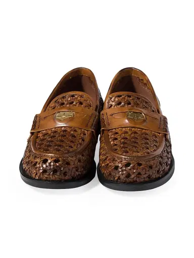 Miu Miu Women's Woven Leather Loafers - Brown | Thumbnail 2 Miu Miu Women's Woven Leather Loafers - Brown | Thumbnail 2