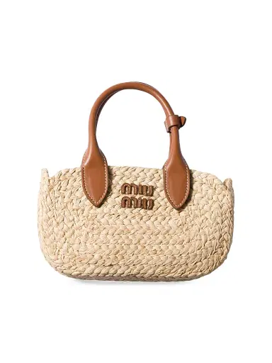 Miu Miu Women's Raffia Top Handle Bag - Beige Khaki | Thumbnail 5 Miu Miu Women's Raffia Top Handle Bag - Beige Khaki | Thumbnail 5