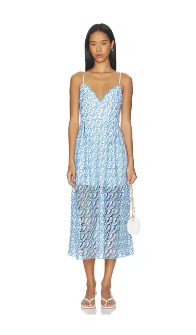 Milly Hazel Embroidered Midi Dress | Thumbnail 1 Milly Hazel Embroidered Midi Dress | Thumbnail 1