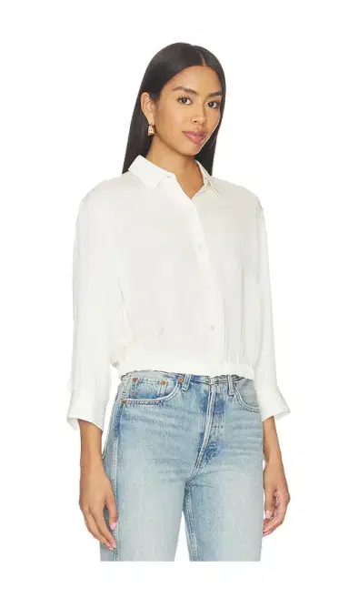 Theory Quarter Sleeve Cropped Shirt | Thumbnail 2 Theory Quarter Sleeve Cropped Shirt | Thumbnail 2