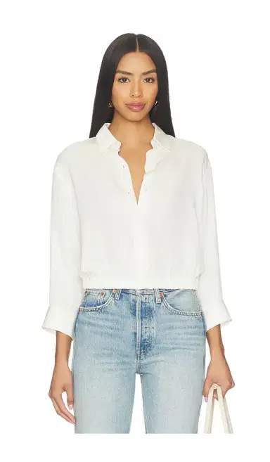 Theory Quarter Sleeve Cropped Shirt | Thumbnail 1 Theory Quarter Sleeve Cropped Shirt | Thumbnail 1