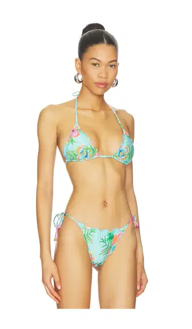 PQ Embroidered Lettuce Edge Triangle Bikini Top | Thumbnail 2 PQ Embroidered Lettuce Edge Triangle Bikini Top | Thumbnail 2