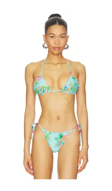 PQ Embroidered Lettuce Edge Triangle Bikini Top | Thumbnail 1 PQ Embroidered Lettuce Edge Triangle Bikini Top | Thumbnail 1