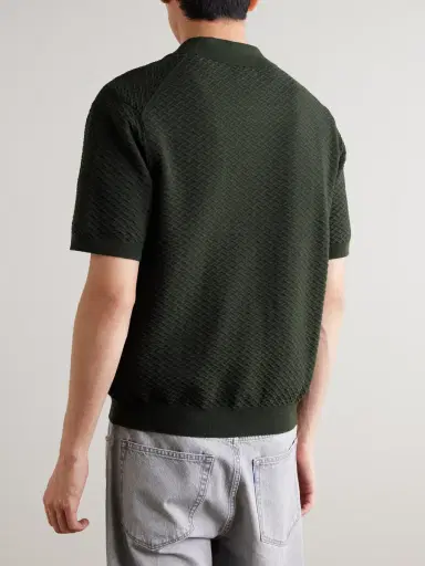 NN07 Gustav 600160 Textured Organic Cotton Zip-Up Polo Shirt - Men | Thumbnail 3 NN07 Gustav 600160 Textured Organic Cotton Zip-Up Polo Shirt - Men | Thumbnail 3