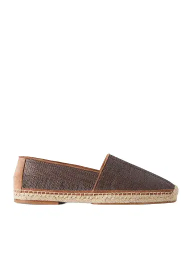 Brunello Cucinelli Leather-Trimmed Woven Raffia Espadrilles - Men | Thumbnail 1 Brunello Cucinelli Leather-Trimmed Woven Raffia Espadrilles - Men | Thumbnail 1