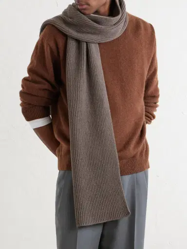 John Smedley Stark Ribbed Recycled-Cashmere and Wool-Blend Scarf - Men | Thumbnail 3 John Smedley Stark Ribbed Recycled-Cashmere and Wool-Blend Scarf - Men | Thumbnail 3