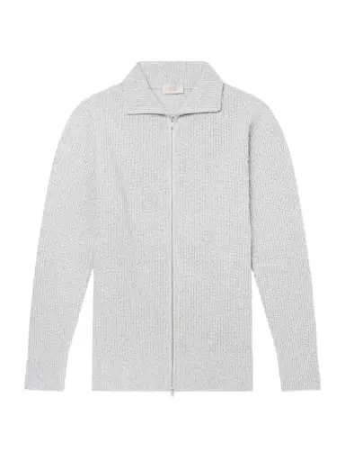 John Smedley Mallam Ribbed Recycled-Cashmere and Wool-Blend Zip-Up Cardigan - Men | Thumbnail 1 John Smedley Mallam Ribbed Recycled-Cashmere and Wool-Blend Zip-Up Cardigan - Men | Thumbnail 1