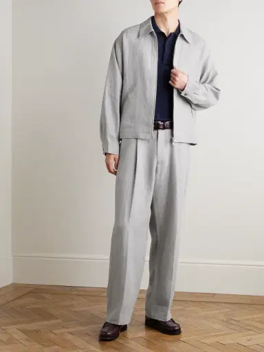 NN07 Petrus 1455 Oversized Pinstriped Linen Blouson Jacket - Men | Thumbnail 2 NN07 Petrus 1455 Oversized Pinstriped Linen Blouson Jacket - Men | Thumbnail 2