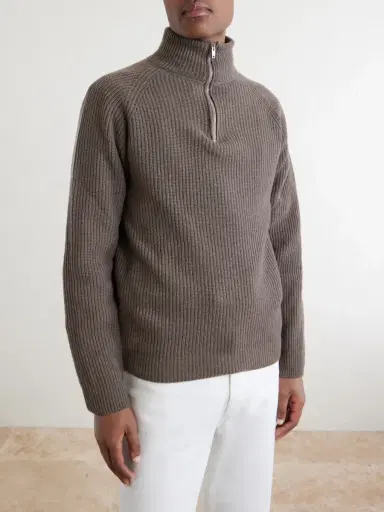 John Smedley Ryker Ribbed Recycled-Cashmere and Wool-Blend Half-Zip Sweater - Men | Thumbnail 3 John Smedley Ryker Ribbed Recycled-Cashmere and Wool-Blend Half-Zip Sweater - Men | Thumbnail 3