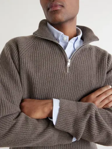 John Smedley Ryker Ribbed Recycled-Cashmere and Wool-Blend Half-Zip Sweater - Men | Thumbnail 5 John Smedley Ryker Ribbed Recycled-Cashmere and Wool-Blend Half-Zip Sweater - Men | Thumbnail 5
