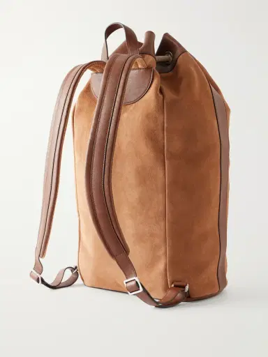 Brunello Cucinelli Leather-Trimmed Suede Backpack - Men | Thumbnail 4 Brunello Cucinelli Leather-Trimmed Suede Backpack - Men | Thumbnail 4