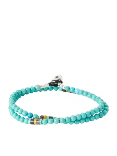 Mikia Sterling Silver Multi-Stone Beaded Bracelet - Men | Thumbnail 1 Mikia Sterling Silver Multi-Stone Beaded Bracelet - Men | Thumbnail 1