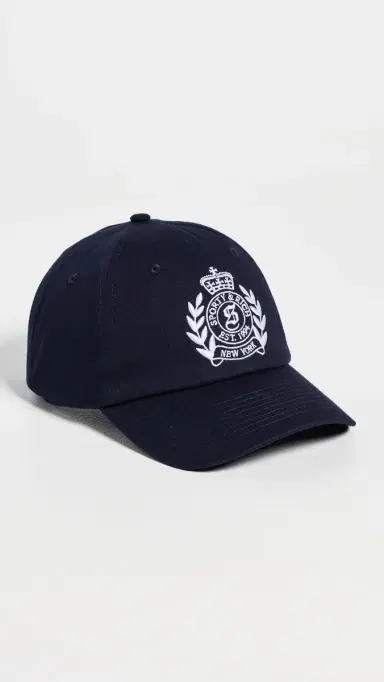 Sporty & Rich NY Crest Cap Dark Navy White One Size | Thumbnail 2 Sporty & Rich NY Crest Cap Dark Navy White One Size | Thumbnail 2