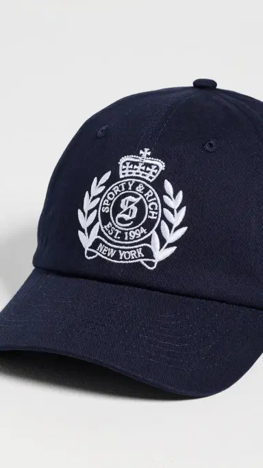 Sporty & Rich NY Crest Cap Dark Navy White One Size | Thumbnail 5 Sporty & Rich NY Crest Cap Dark Navy White One Size | Thumbnail 5