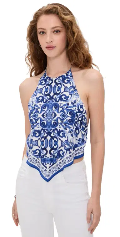 ALICE + OLIVIA Frenchie Handkerchief Halter Top Solstice | Thumbnail 1 ALICE + OLIVIA Frenchie Handkerchief Halter Top Solstice | Thumbnail 1