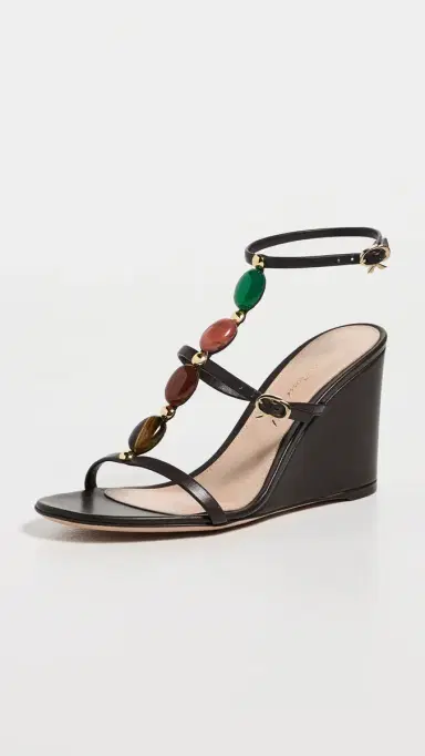 Gianvito Rossi Nappa Wedge Sandals Moka | Thumbnail 2 Gianvito Rossi Nappa Wedge Sandals Moka | Thumbnail 2