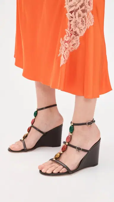 Gianvito Rossi Nappa Wedge Sandals Moka | Thumbnail 4 Gianvito Rossi Nappa Wedge Sandals Moka | Thumbnail 4