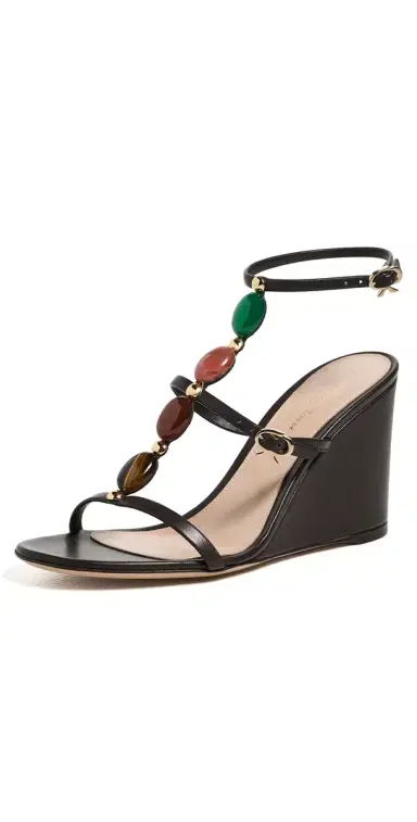 Gianvito Rossi Nappa Wedge Sandals Moka | Thumbnail 1 Gianvito Rossi Nappa Wedge Sandals Moka | Thumbnail 1
