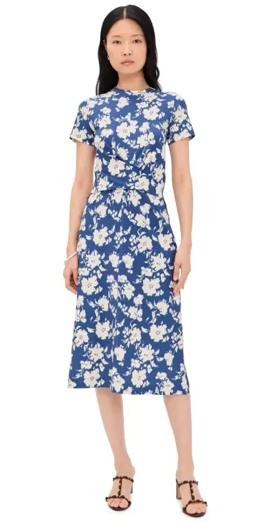 Tanya Taylor Mac Dress French Blue/Cream Multi | Thumbnail 1 Tanya Taylor Mac Dress French Blue/Cream Multi | Thumbnail 1