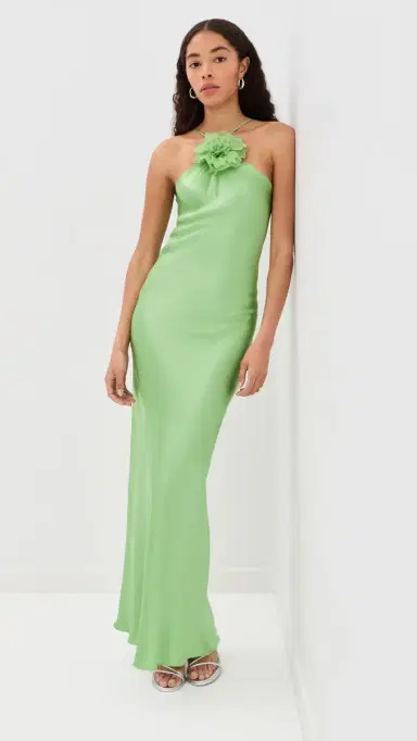 Rodarte Silk Bias Halter Dress Green | Thumbnail 2 Rodarte Silk Bias Halter Dress Green | Thumbnail 2