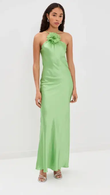 Rodarte Silk Bias Halter Dress Green | Thumbnail 5 Rodarte Silk Bias Halter Dress Green | Thumbnail 5