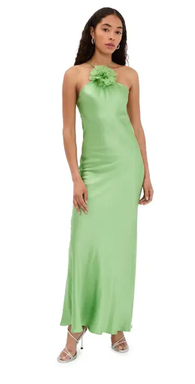 Rodarte Silk Bias Halter Dress Green | Thumbnail 1 Rodarte Silk Bias Halter Dress Green | Thumbnail 1