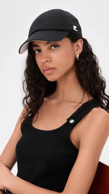 Courrèges Signature Cotton Cap Black One Size | Thumbnail 2 Courrèges Signature Cotton Cap Black One Size | Thumbnail 2