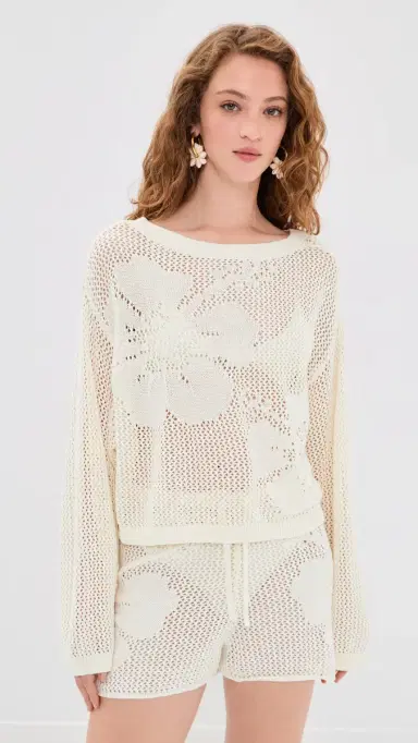 LSPACE Island Time Coverup Sweater Cream | Thumbnail 2 LSPACE Island Time Coverup Sweater Cream | Thumbnail 2