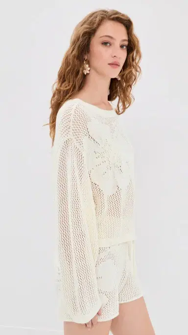 LSPACE Island Time Coverup Sweater Cream | Thumbnail 4 LSPACE Island Time Coverup Sweater Cream | Thumbnail 4