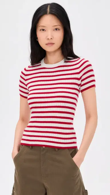 Nili Lotan Alita Cashmere Sweater /Red tripe | Thumbnail 2 Nili Lotan Alita Cashmere Sweater /Red tripe | Thumbnail 2