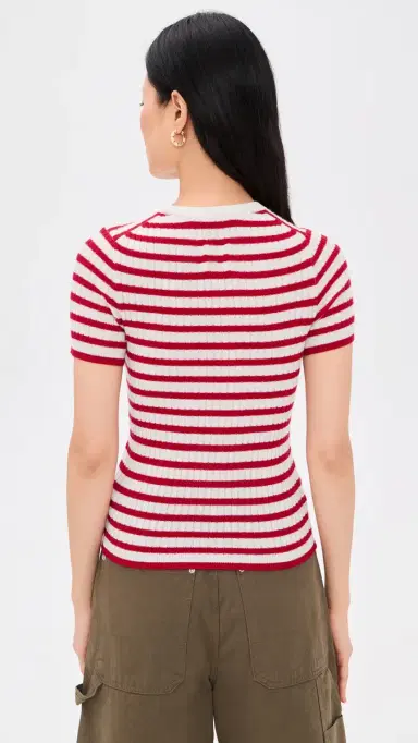 Nili Lotan Alita Cashmere Sweater /Red tripe | Thumbnail 3 Nili Lotan Alita Cashmere Sweater /Red tripe | Thumbnail 3