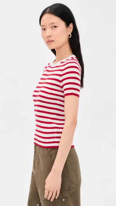 Nili Lotan Alita Cashmere Sweater /Red tripe | Thumbnail 4 Nili Lotan Alita Cashmere Sweater /Red tripe | Thumbnail 4